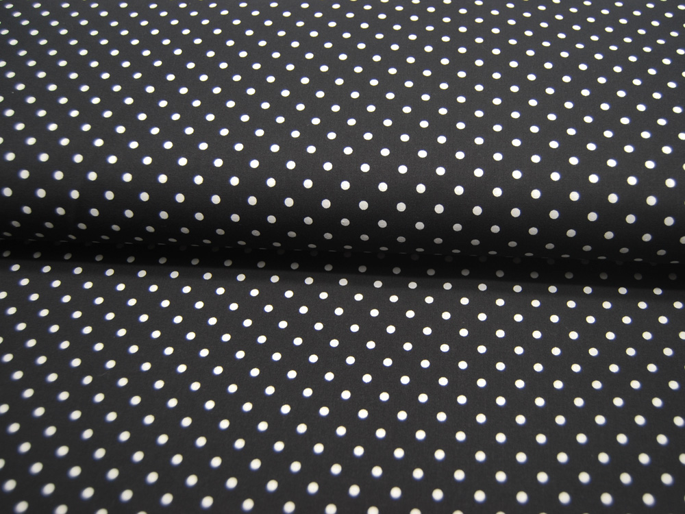 Baumwolle - Kleine weiße Punkte auf Schwarz - 0,5 m 2