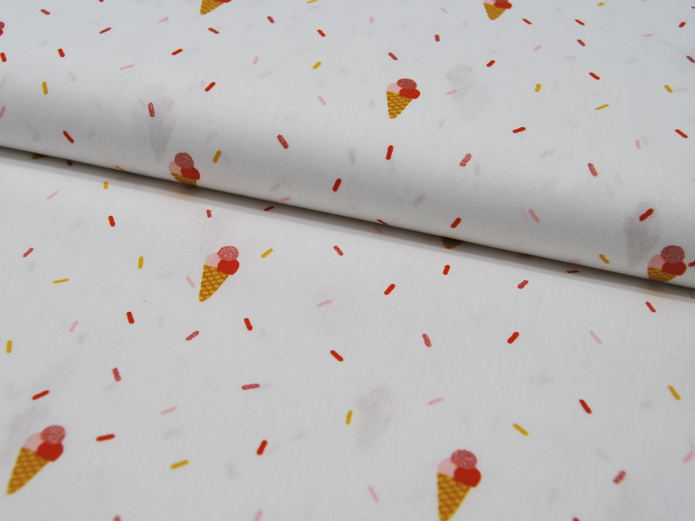 Baumwolle - Glitter Joyful Stripes - Eis und Konfetti auf Weiss - 05 Meter