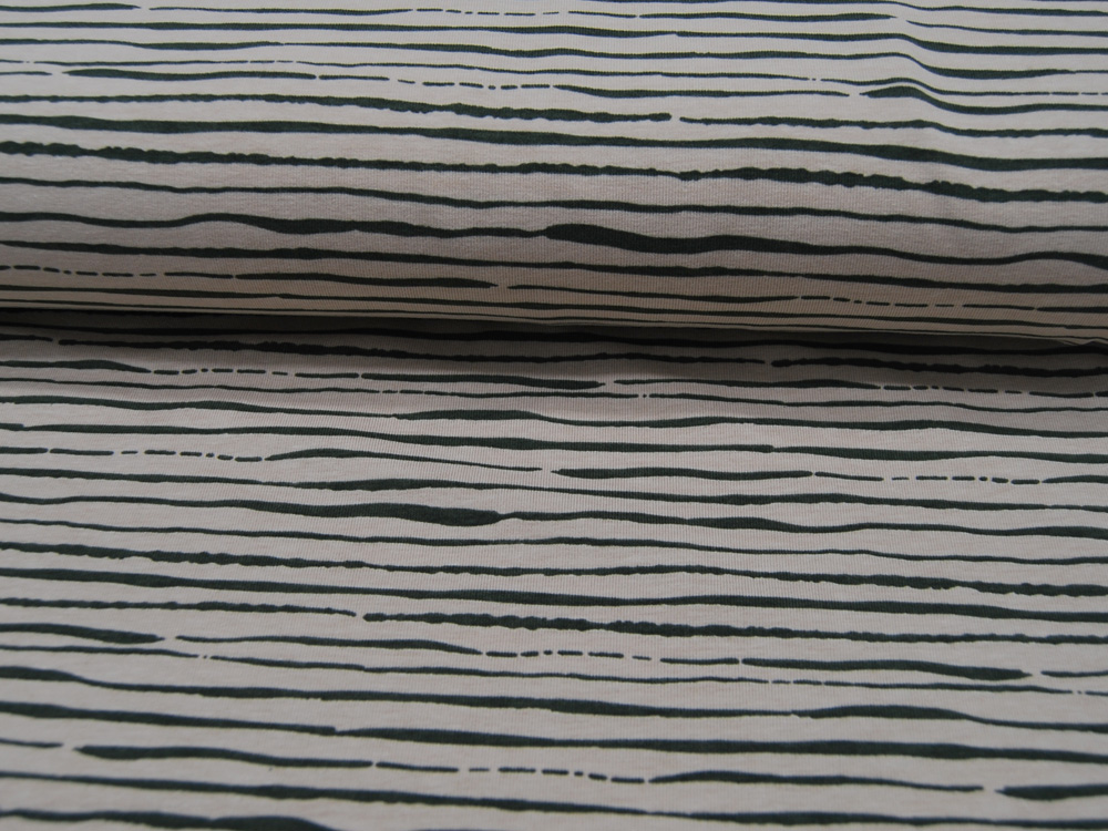 Jersey - BIO - Stripes - Streifen Dunkelgrün auf Sand - 0,5 Meter 3