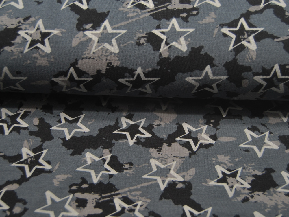 Sweat - Soft Sweat - Camouflage with Stars - 0.5 Meter