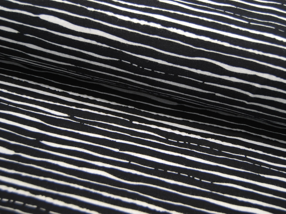 Jersey - BIO - Stripes - Streifen Weiß auf Schwarz - 0,5 Meter