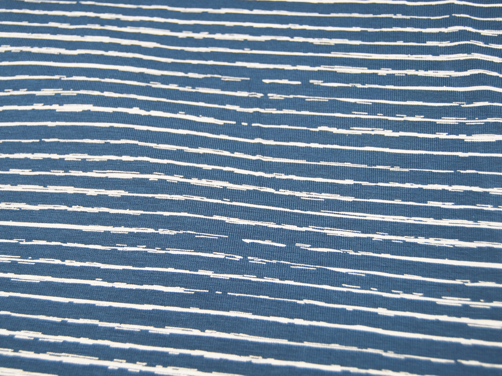 Jersey - Streifen in Jeansblau / Jeans - Weiß - 05 Meter 2