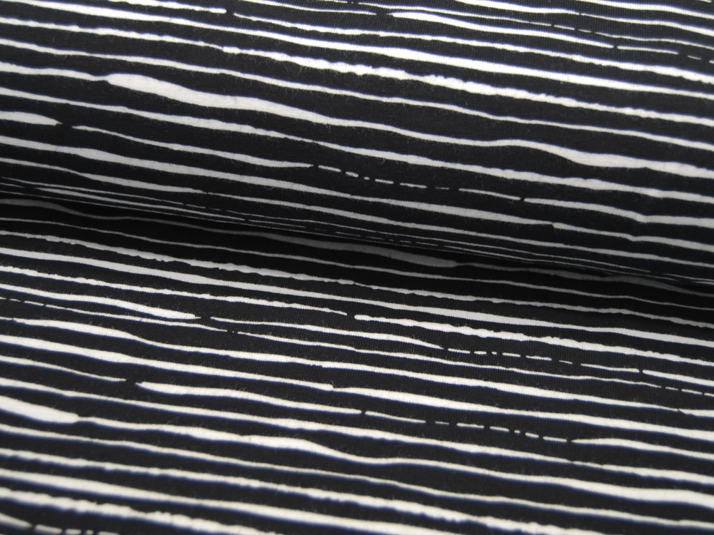 Jersey - BIO - Stripes - Streifen Weiß auf Schwarz - 0,5 Meter 2