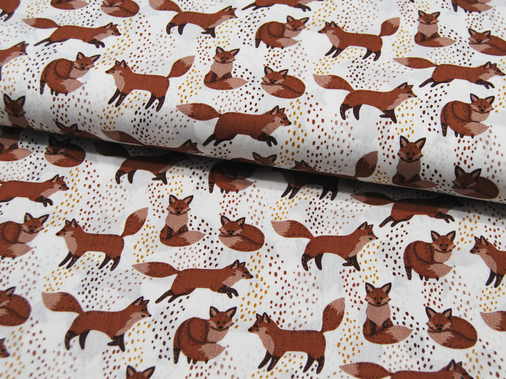 Baumwolle - Snoozy Fabrics - Fuchs - auf Weiß 0,5m 2