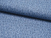Baumwolle - Minipunkte in Grau-Weiß-Dunkelblau auf Blau - 0,5 m