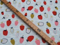 Jersey - Strawberry Ecru Melange - Erdbeeren auf Ecru - 0.9 Meter 4