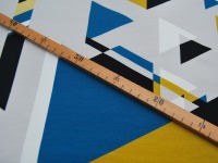 French Terry - Streetstyle - Graphisches Muster in Senf, Blau, Grau, Schwarz usw - 0.5 Meter 2