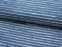 Baumwolle - Weiße Streifen auf Jeansblau - 0,5 m