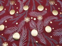 Jersey - Weihnachtliche Motive - auf Dunkelrot - FOIL - 0,5 Meter