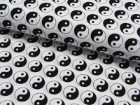 REST 0,30m Baumwolle - Yin Yang Zeichen auf Weiß