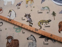 Baumwolle - Digital Forest Animals - Tiere mit Namen - Sand - 0.5 Meter 4