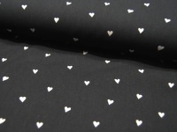 Baumwolle - Hearts - Weiße Herzen auf Schwarz 0,5 m 4