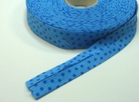 Schrägband 1 Meter hellblau mit dunkelblauen Punkten