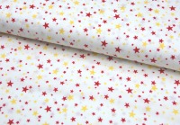Helle Baumwolle mit gelb-roten Sternen 0.5 Meter