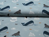 Dekostoff - Toni - Wale, Pinguine, Seehunde auf Hellblau 0,5m
