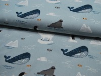 Dekostoff - Toni - Wale, Pinguine, Seehunde auf Hellblau 0,5m 4