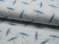 REST Musselin/Double Gauze - Bambino - Dragonfly Libelle in Dusty Blue 0,3 m
