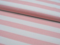 Baumwolle - Stripe - Breite Streifen Hellrosa-Weiss 0,5 meter