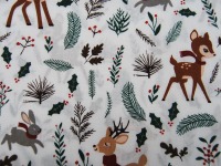 Baumwolle Popeline - Christmas - Winterliche Waldtiere auf Weiß - 0.5m 3