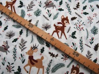 Baumwolle Popeline - Christmas - Winterliche Waldtiere auf Weiß - 0.5m 4