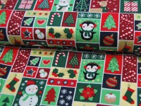 Baumwolle Popeline - Weihnachten - Christmas Patchwork - 0.5m