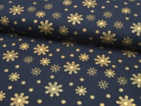 Baumwolle Popeline - Weihnachten - Schneeflocken auf Blau - 0.5m