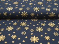 Baumwolle Popeline - Weihnachten - Schneeflocken auf Blau - 0.5m 2