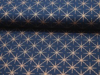 Baumwolle Popeline - Weihnachten - Sterne in Kupfer auf Dunkelblau - 0.5m 2