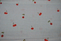 Baumwolle - Poplin Digital - Cherry / Kirsche auf Hellblau - 0.5 Meter