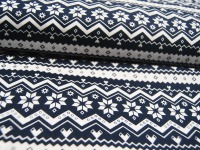 Baumwolle Poplin - Nordic Pattern - Weihnachtliches Muster auf Dunkelblau - 0.5m 2