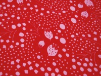Musselin/Double Gauze - Blaubeerstern - Tulpe - Muster auf Rot 0,5 m 3