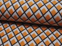 Bio - Baumwoll Jacquard-Jersey - Graphisches Muster in Orange-Creme-Schwarz 0,5m 2