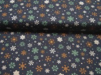 Baumwolle Poplin - Snowflakes - Schneeflocken auf Dunkelblau - 0.5m 2