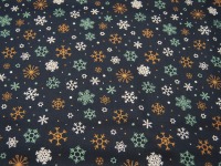 Baumwolle Poplin - Snowflakes - Schneeflocken auf Dunkelblau - 0.5m 3