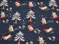 Baumwolle Poplin - Weihnachten - Skiing - Pinguine mit Skiern - 0.5m 2