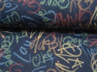 Softshell - Graffiti auf Dunkelblau - Vintagelook - 0.5 Meter 2