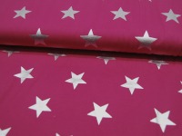 Jersey - Silberne Sterne auf Dunkel Pink / Magenta 0,5 m 5