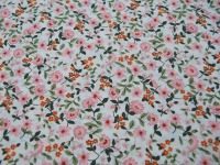 Beschichtete Baumwolle - Flowers - Rosa Blümchen auf Weiß 0,5 m 3