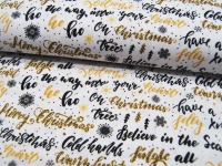 Baumwolle - Kim - weihnachtliche Schriftzüge auf Weiß - 0,5m 3