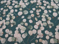 Dekostoff - Canvas Digital - Eukalyptus Laub auf Petrol 0,5m