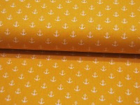 Baumwolle - Mini-Anker in Weiß auf Gelb 0,50m 2