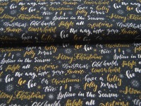 Baumwolle - Kim - weihnachtliche Schriftzüge auf Schwarz - 0,5m 2