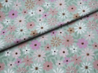 Beschichtete Baumwolle - Flowers - Blumenmuster auf Hell Mint 0,5 m