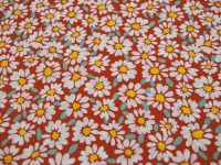Beschichtete Baumwolle - Daisy Flower auf Rot Orange / Pumpkin Orange 0,5 m 3