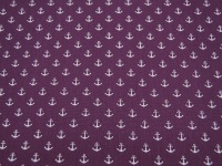 Baumwolle - Mini-Anker in Weiß auf Lila / Purple 0,50m 3