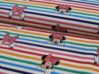 Baumwolle - Minnie Mouse - auf bunten Streifen 0,5m 2