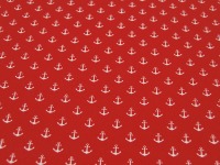 Beschichtete Baumwolle - Petit Anchor - Minianker auf Rot - 50 x 140 cm 3