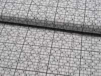 Baumwolle Popeline - Mille Fleur Puzzle - Sudoku auf Weiß - 0.5m