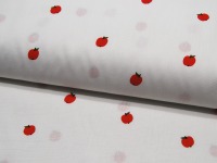 Baumwolle Popeline - Mille Fleur Apple - Rote Äpfel auf Weiß - 0.5m 2
