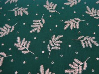 Baumwolle - Weihnachten - Goldene Tannenzweige auf Dunkelgrün - 0.5m 2